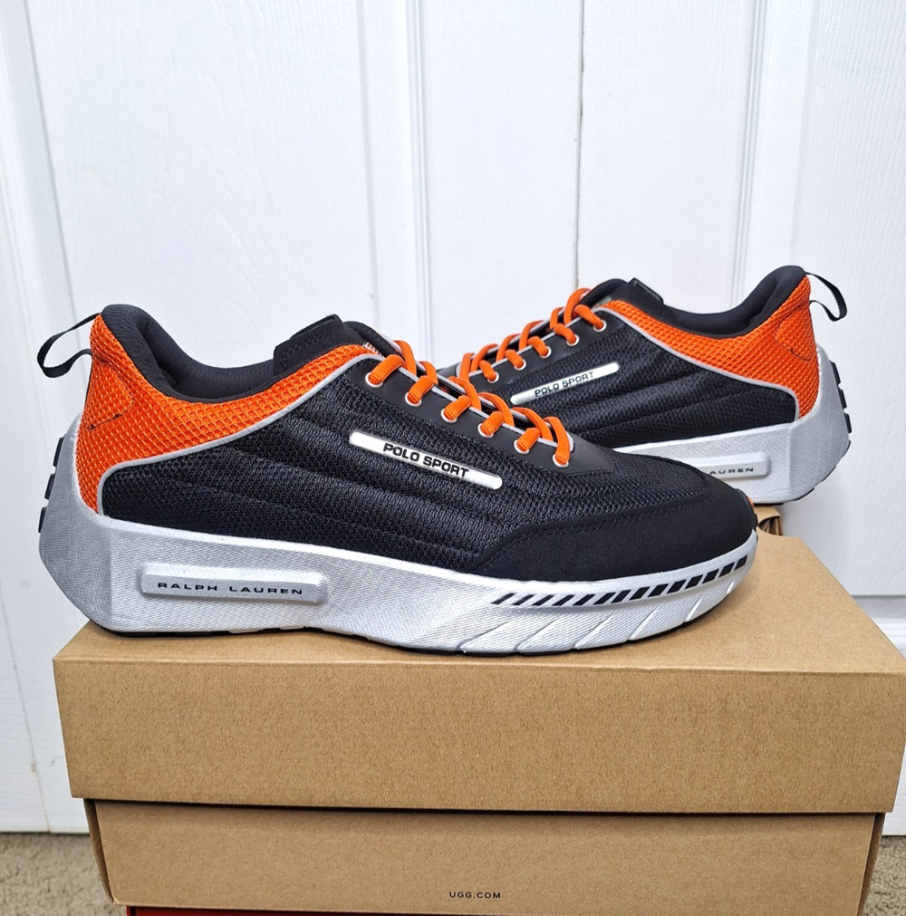 Polo Ralph Lauren PS-250 Silver Mul Black & Orange Sneakers size 10 No Box